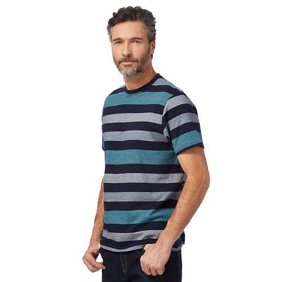 Big and tall navy block striped print t-shirt